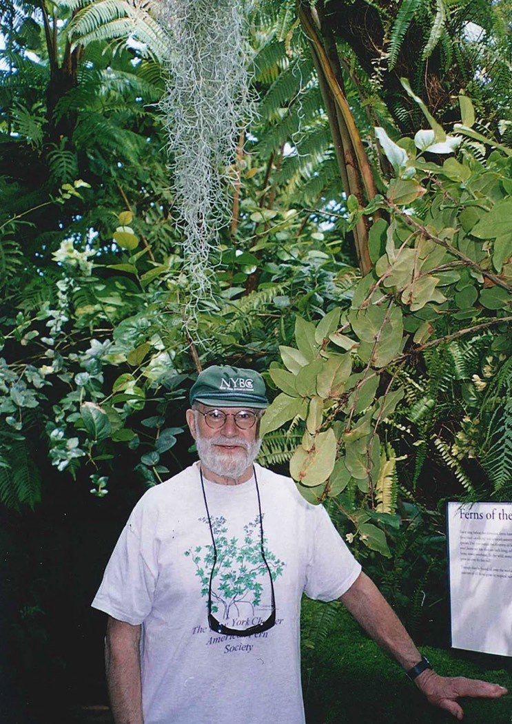 Oliver Sacks pictured amongst the ferns at New York Botanical Gardens