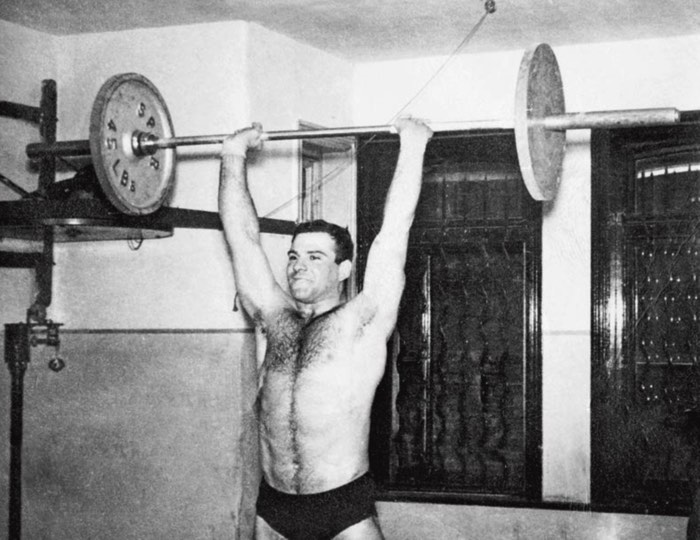 Oliver Sacks lifting weights