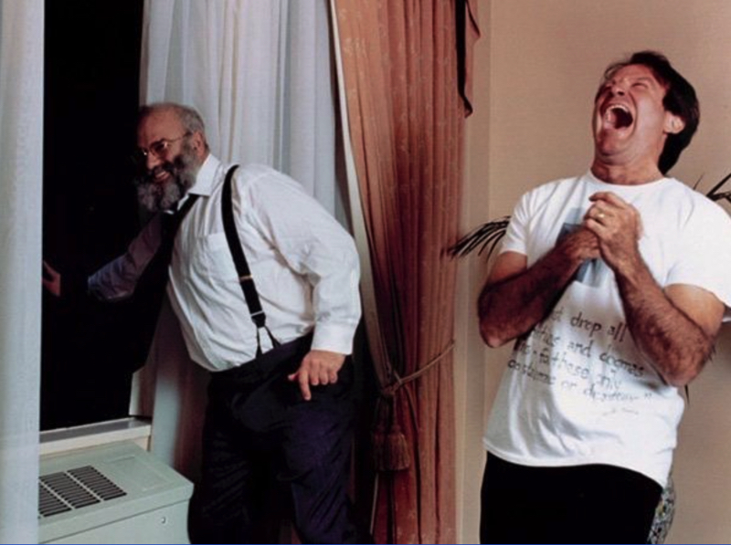 Oliver Sacks and Robin Williams pictures on the set of Awakenings
