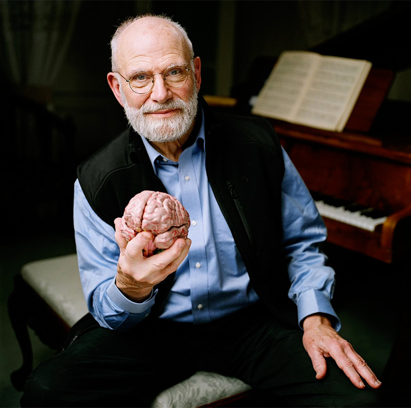 Oliver Sacks holding a brain
