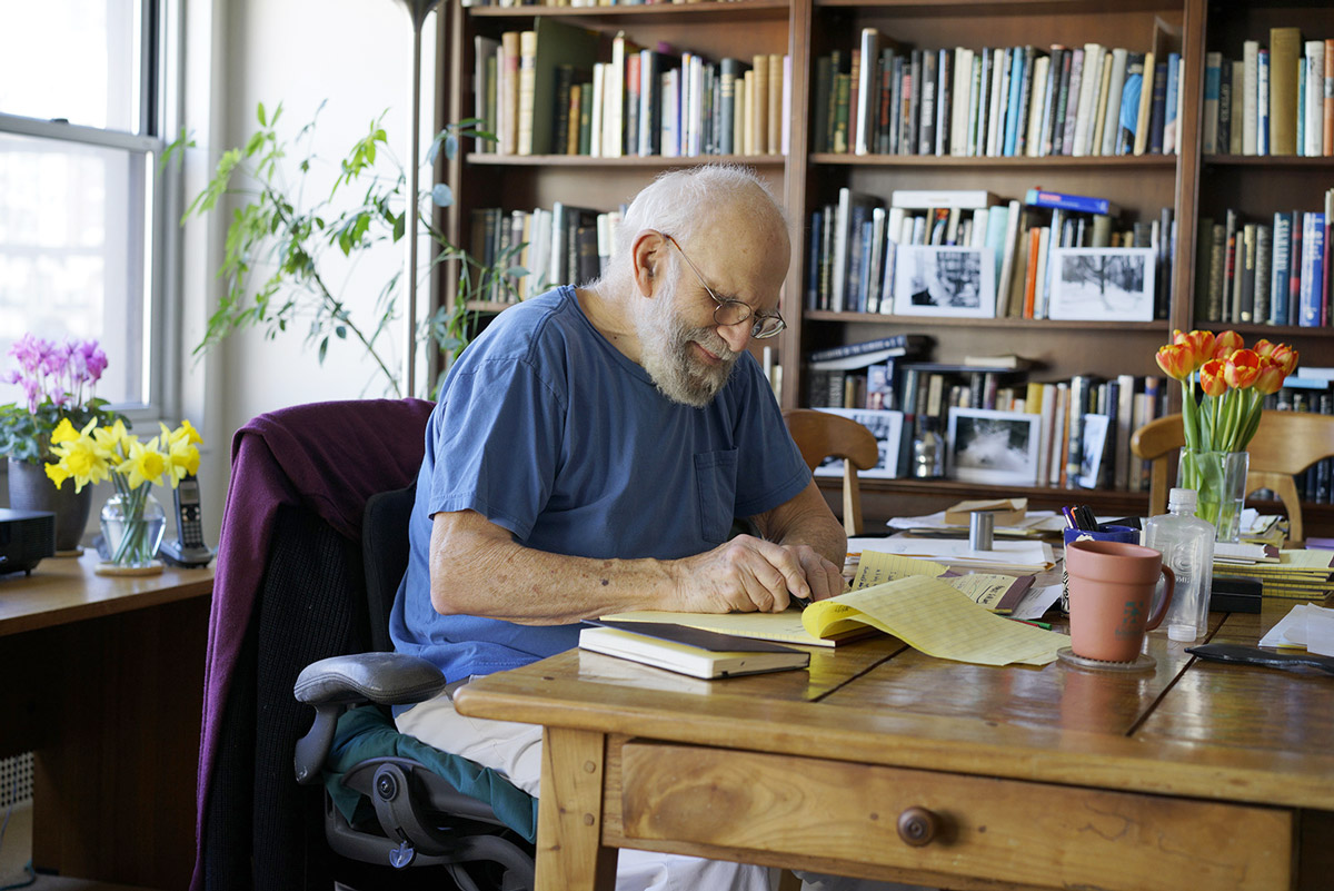 Oliver Sacks pictured writing