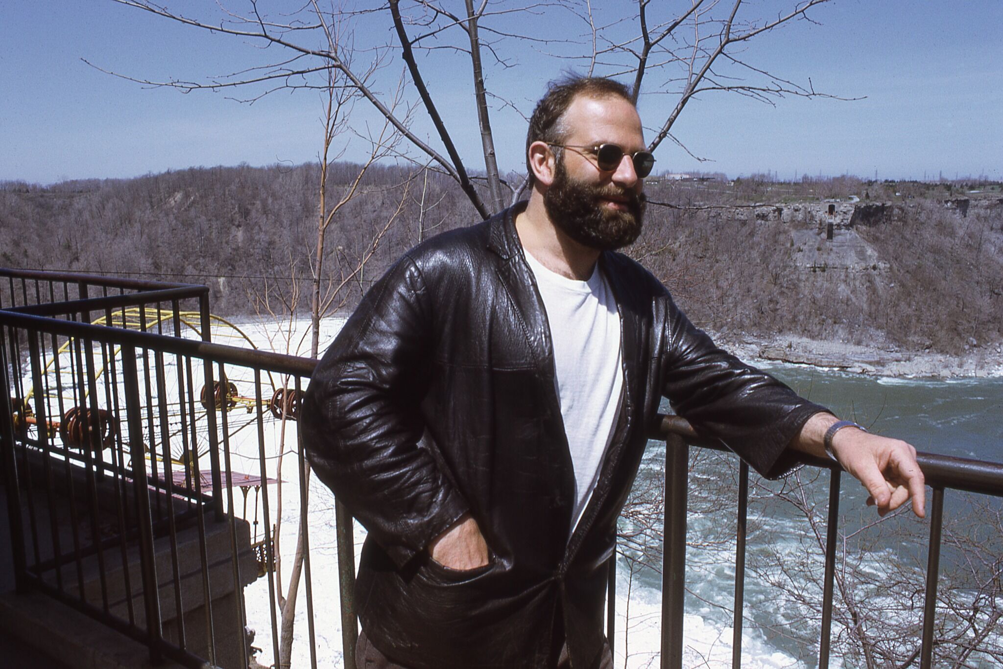 Oliver Sacks wearing a leather jacket